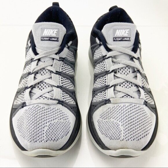 Nike Mens Lunar Flyknit Running Shoes Size 7 Gray Black Knit Low Sneaker Trainer - Picture 3 of 11